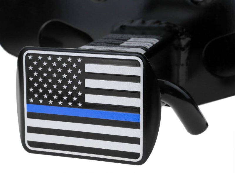 eVerHITCH USA American Flag Metal Hitch Cover (Fits 2" Receivers, Black & Chrome with Thin Blue line) - Image 5